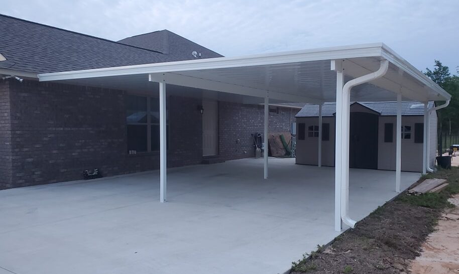 Custom aluminum carport cover installation in Northwest Florida
