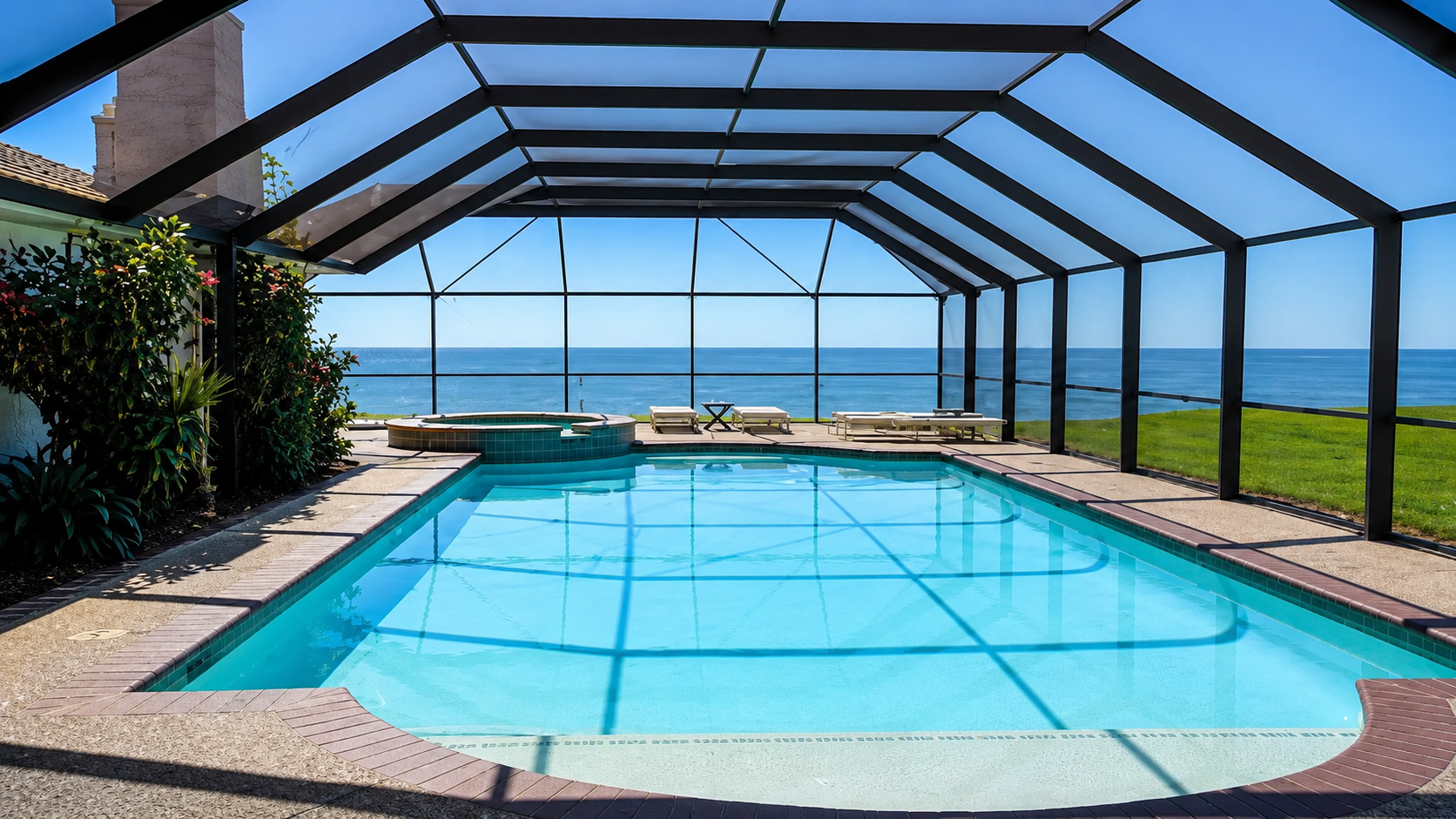 Pool cage enclosure built by Villane's Enclosures in Northwest Florida.
