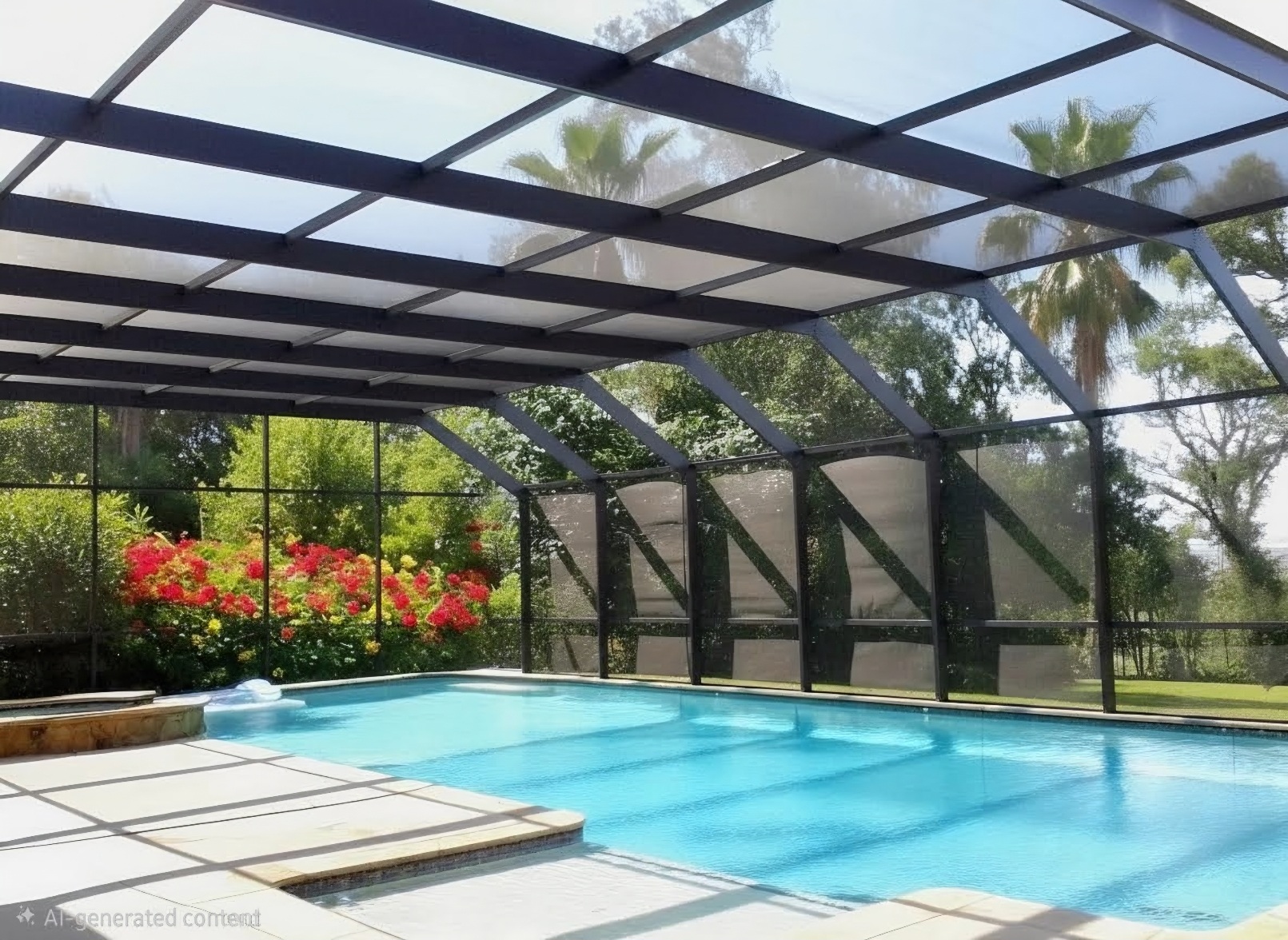 Completed pool screen replacement and enclosure rescreening by Villane's Enclosures