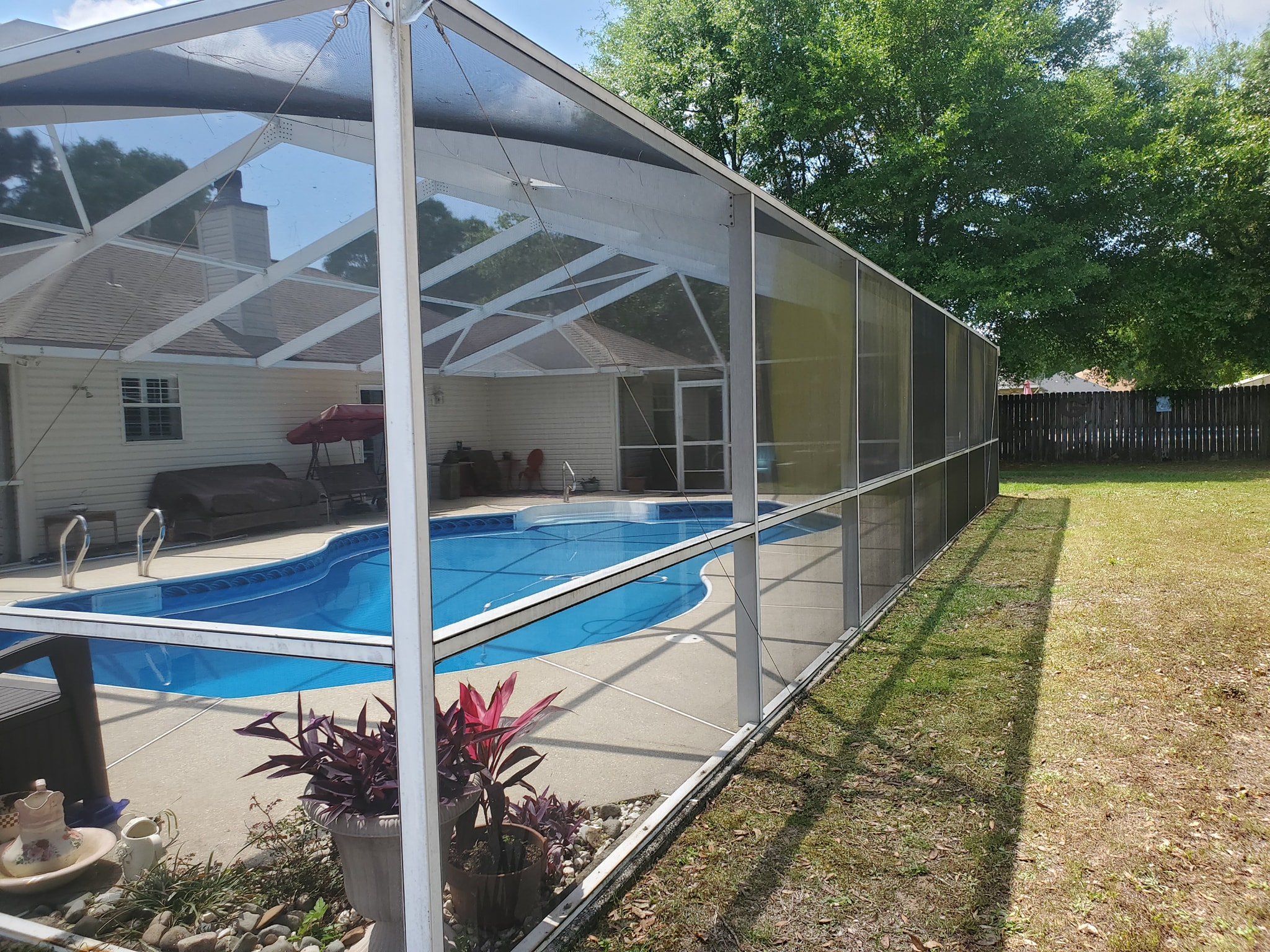 White Frame Pool Enclosure