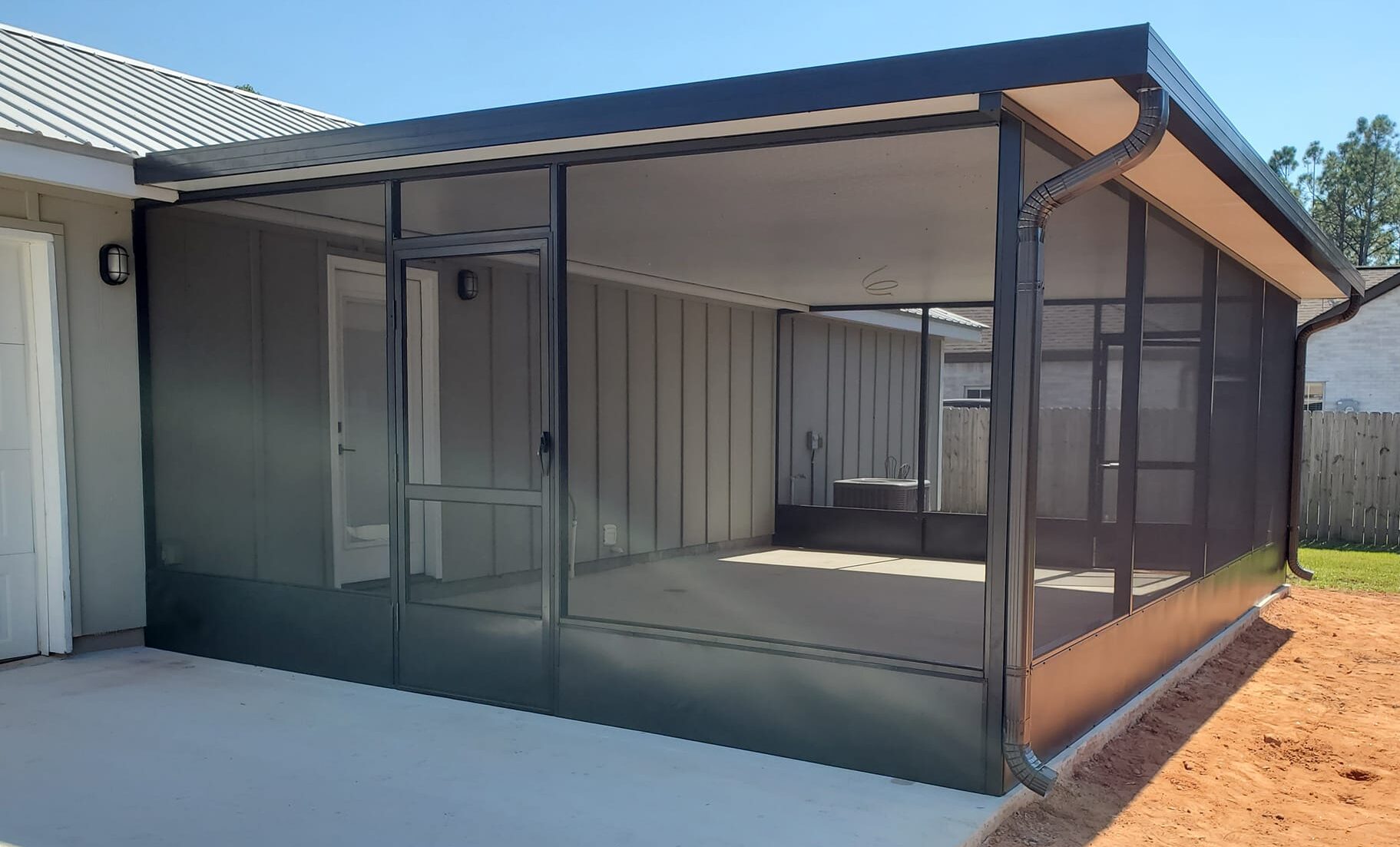 Custom aluminum screen enclosure built by Villane's Enclosures in Northwest Florida
